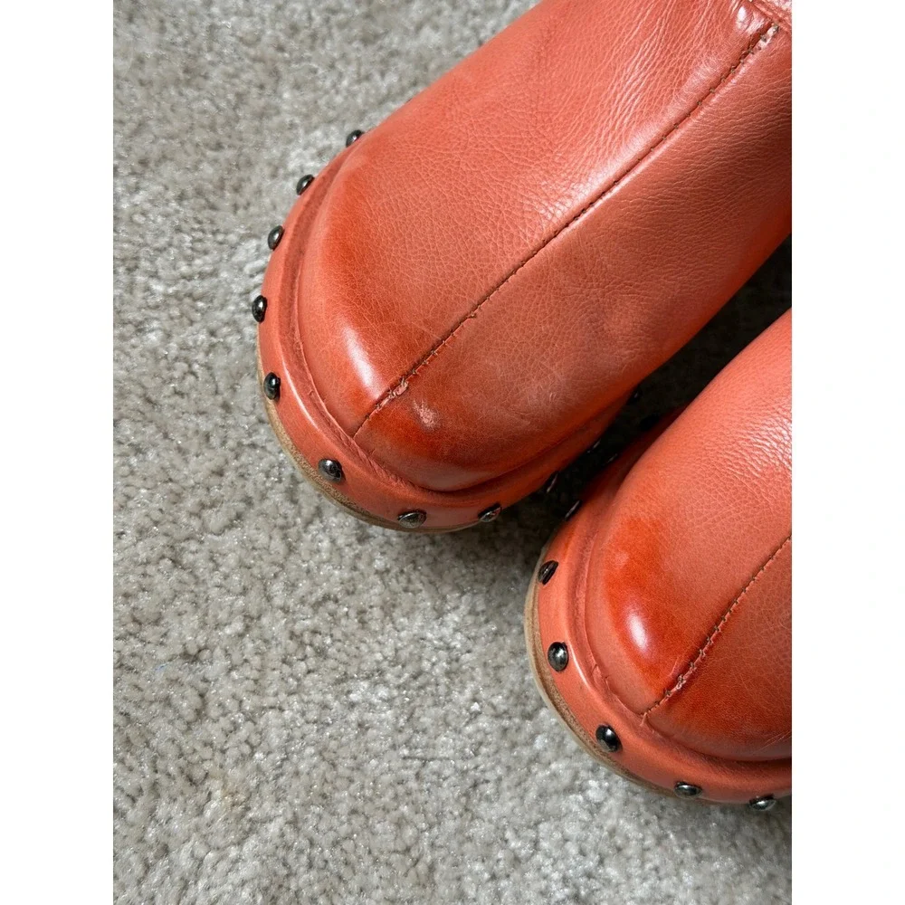 A.S.98 Sandals Wedge Puck Leather Slingback Orange 39 US 9